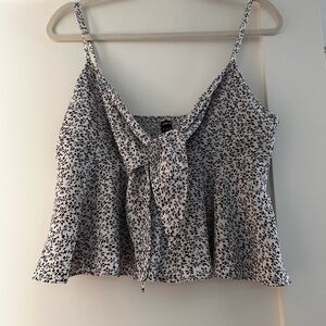 Soleia Ditsy Floral Self-Tie Cami Peplum Top